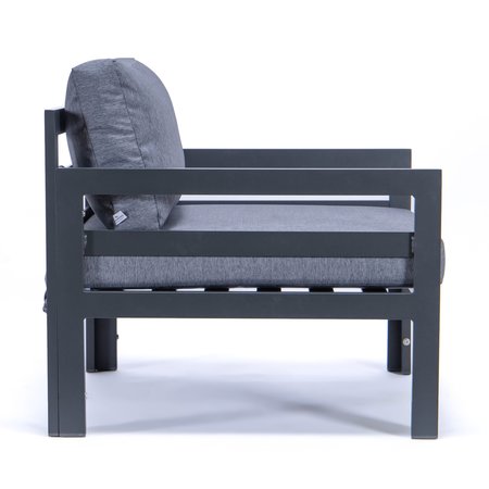 Leisuremod Chelsea Outdoor Patio Black Aluminum Armchairs With Blue Cushions CSAR30BU2